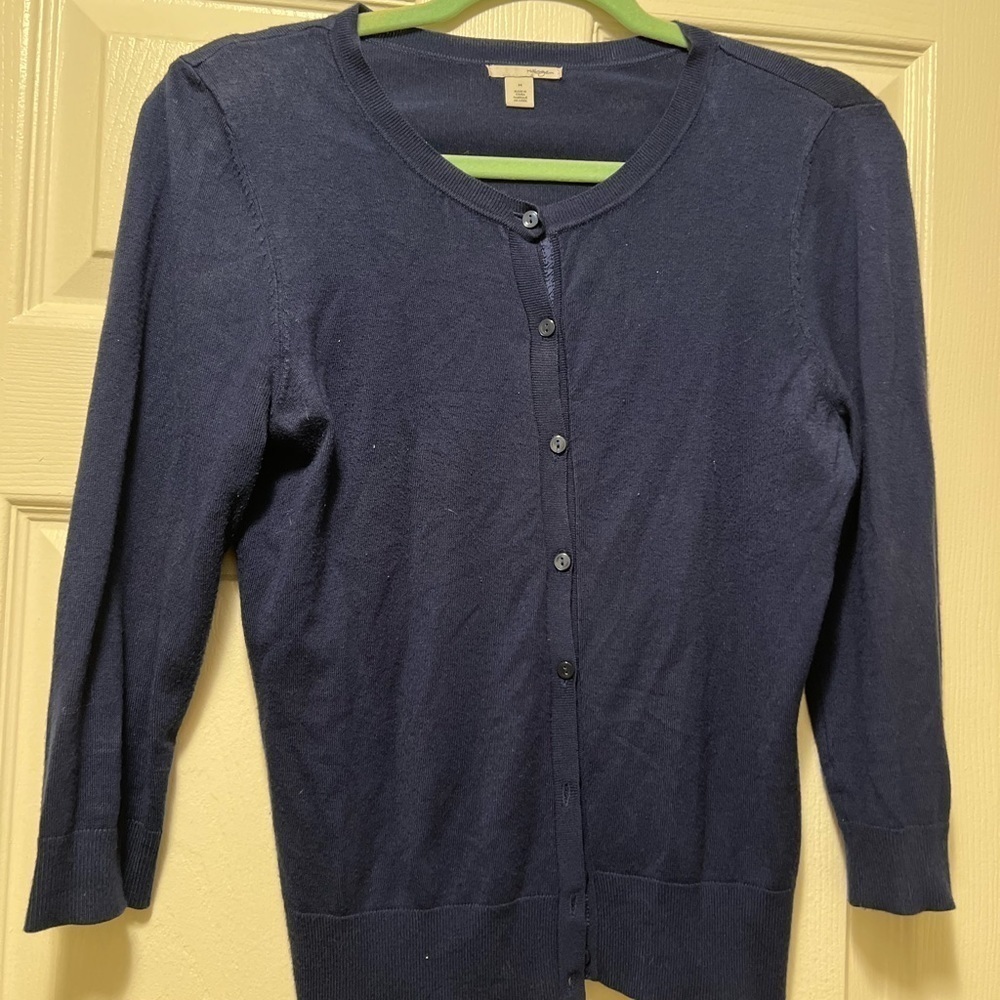 Halogen Navy Button Down Sweater - Picture 5 of 7
